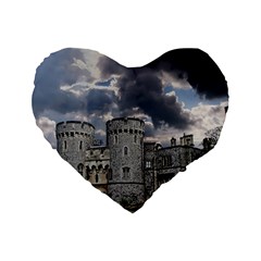 Castle Building Architecture Standard 16  Premium Heart Shape Cushions by Celenk