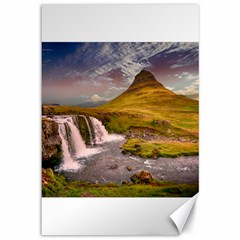 Nature Mountains Cliff Waterfall Canvas 12  X 18   by Celenk