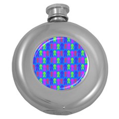 Neon Robot Round Hip Flask (5 Oz) by snowwhitegirl