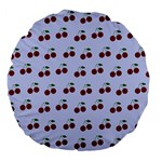 Blue Cherries Large 18  Premium Flano Round Cushions Back