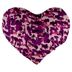 Pink Camo Large 19  Premium Heart Shape Cushions by snowwhitegirl