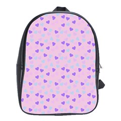 Blue Pink Hearts School Bag (large) by snowwhitegirl