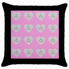 Cupcake Pink Grey Throw Pillow Case (black) by snowwhitegirl