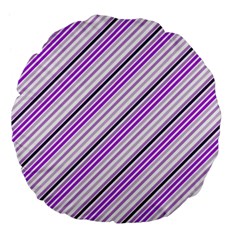 Purple Diagonal Lines Large 18  Premium Flano Round Cushions by snowwhitegirl