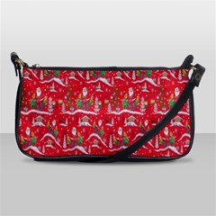 Red Background Christmas Shoulder Clutch Bags by Nexatart