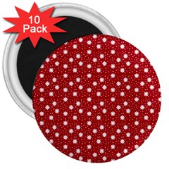 Floral Dots Red 3  Magnets (10 Pack)  by snowwhitegirl