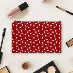 Floral Dots Red Cosmetic Bag (medium)  by snowwhitegirl