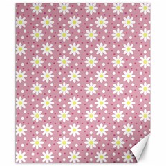 Daisy Dots Pink Canvas 8  X 10  by snowwhitegirl