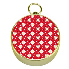 Daisy Dots Red Gold Compasses by snowwhitegirl