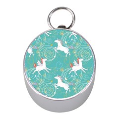 Magical Flying Unicorn Pattern Mini Silver Compasses by Bigfootshirtshop