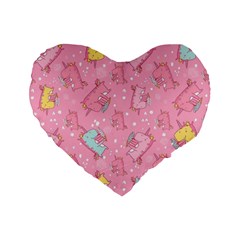 Unicorns Eating Ice Cream Pattern Standard 16  Premium Flano Heart Shape Cushions by Bigfootshirtshop