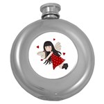 Cupid girl Round Hip Flask (5 oz) Front