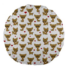 Chihuahua Pattern Large 18  Premium Flano Round Cushions by Valentinaart