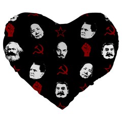 Communist Leaders Large 19  Premium Flano Heart Shape Cushions by Valentinaart