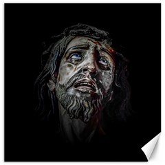 Jesuschrist Face Dark Poster Canvas 12  X 12   by dflcprints