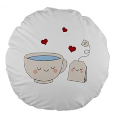 Cute Tea Large 18  Premium Round Cushions by Valentinaart