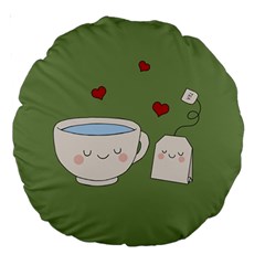 Cute Tea Large 18  Premium Round Cushions by Valentinaart