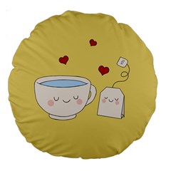 Cute Tea Large 18  Premium Round Cushions by Valentinaart