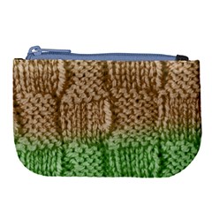 Knitted Wool Square Beige Green Large Coin Purse by snowwhitegirl