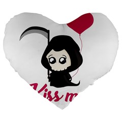 Cute Grim Reaper Large 19  Premium Heart Shape Cushions by Valentinaart