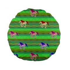 Rainbow Ponies Standard 15  Premium Flano Round Cushions by CosmicEsoteric