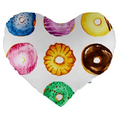 Donuts Large 19  Premium Flano Heart Shape Cushions by KuriSweets