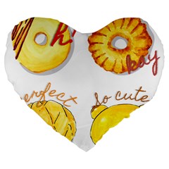 Cute Bread Large 19  Premium Flano Heart Shape Cushions by KuriSweets