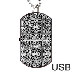 Dark Oriental Ornate Pattern Dog Tag Usb Flash (two Sides) by dflcprints