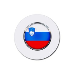 Slovenia Flag Mountains Country Rubber Round Coaster (4 Pack)  by Nexatart