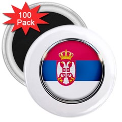 Serbia Flag Icon Europe National 3  Magnets (100 Pack) by Nexatart