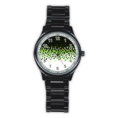 Flat Tech Camouflage Reverse Green Stainless Steel Round Watch by jumpercat