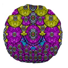 Fantasy Bloom In Spring Time Lively Colors Large 18  Premium Round Cushions by pepitasart