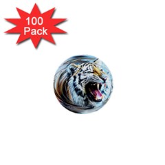 Tiger Animal Art Swirl Decorative 1  Mini Buttons (100 Pack)  by Nexatart