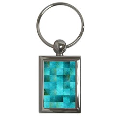 Background Squares Blue Green Key Chains (rectangle)  by Nexatart