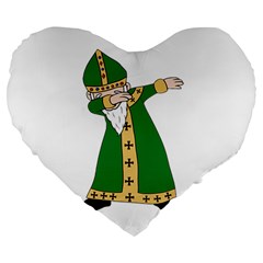  St  Patrick  Dabbing Large 19  Premium Heart Shape Cushions by Valentinaart