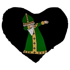  St  Patrick  Dabbing Large 19  Premium Heart Shape Cushions by Valentinaart