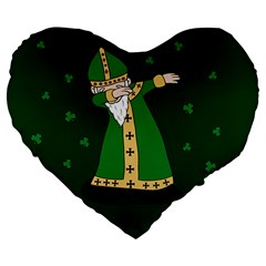  St  Patrick  Dabbing Large 19  Premium Heart Shape Cushions by Valentinaart