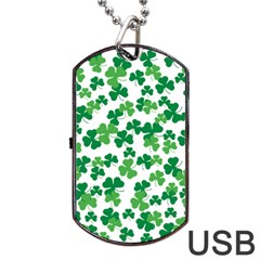 St  Patricks Day Clover Pattern Dog Tag Usb Flash (one Side) by Valentinaart