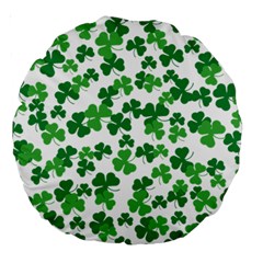 St  Patricks Day Clover Pattern Large 18  Premium Round Cushions by Valentinaart