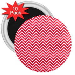 Red Chevron 3  Magnets (10 Pack)  by snowwhitegirl