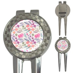 Purple And Pink Cute Floral Pattern 3-in-1 Golf Divots by paulaoliveiradesign