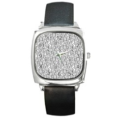 Elio s Shirt Faces In Black Outlines On White Square Metal Watch by PodArtist