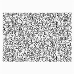 Elio s Shirt Faces In Black Outlines On White Large Glasses Cloth (2-side) by PodArtist