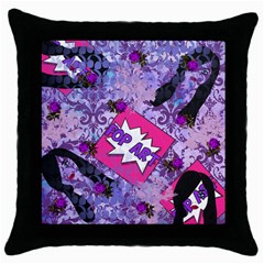 Purlpe Retro Pop Throw Pillow Case (black) by snowwhitegirl