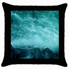 Green Ocean Splash Throw Pillow Case (black) by snowwhitegirl