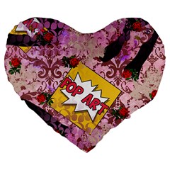 Red Retro Pop Large 19  Premium Flano Heart Shape Cushions by snowwhitegirl