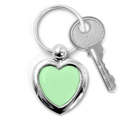    Classic Mint Green & White Herringbone Pattern Key Chains (heart)  by PodArtist