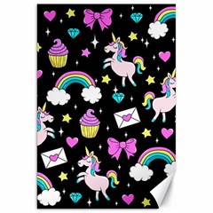 Cute Unicorn Pattern Canvas 20  X 30   by Valentinaart