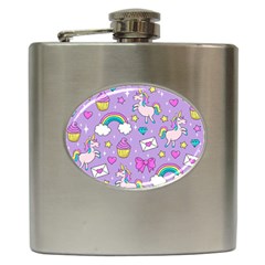 Cute Unicorn Pattern Hip Flask (6 Oz) by Valentinaart