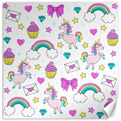 Cute Unicorn Pattern Canvas 16  X 16   by Valentinaart